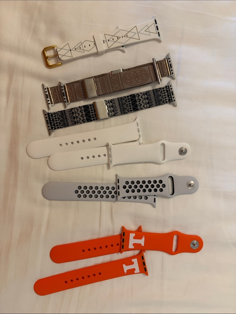 Nike Gray and white Apple Watch (with random other brands) Bands Set, fits 40mm